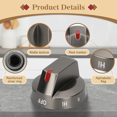 DG64-00975A (4PCS) Electric Range Knob, NE/NX9000t, DG64-00975A 002 knobCompatible with Samsung knobs NE/NX9000t, fit for Samsung Electric Stove/Oven Knobs Replacement
