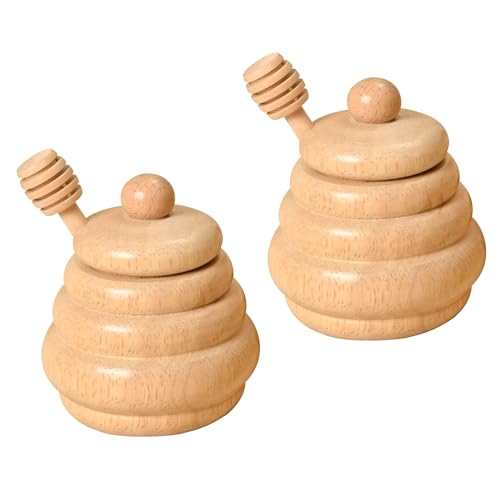 2pcs Wooden Beehive Toys with lid and Honey Stick, Sorting Stacking Toys for Toddlers Montessori Wooden Toy for Toddlers, Sensory Bin Toys for 3 4 5 Years Old - style: Honey Pot