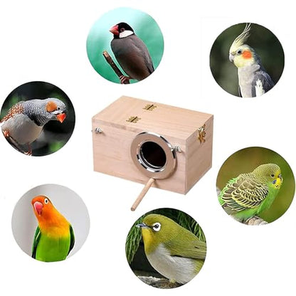 Parakeet Nesting Box, Bird Nest Breeding Box Cage Wood House for Finch Lovebirds Cockatiel Budgie Conure Parrot, 8'' X 5'' X 5'' - size: Small: 8" x 5" x 5"