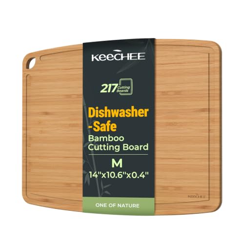 Keechee Dishwasher Safe Bamboo Cutting Board, Lightweight & Durable Wood Cutting Board, Reversible with Juice Groove, Easy to Store & Clean, Ideal Kitchen Gift for Home Cooks - size: 14"L x 10.6"W