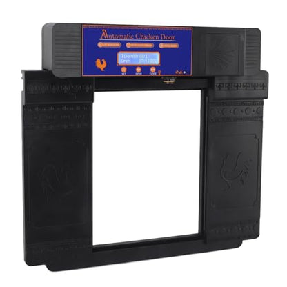 Automatic Chicken Coop Door, Lightweight Durable Solar Powered with Timer and Infrared Anti Pinch Sensor, for Poultry Coop Chicken Duck Goose (Black) - color: Black