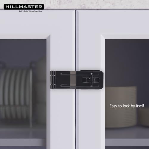HILLMASTER Swivel Staple Safety Hasps, 4-1/2" Gate Door Hasp Latch with Twist Knob Safety Padlock Clasp Lock for Fence, Gate, Cabinet, Barn Door, Shed, Black - size: 1 Pack