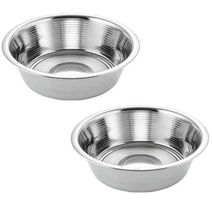 11 Cups Stainless Steel Dog Bowls, 10" Diameter, 3" Height, Double Pack, Dishwasher Safe - color: Double Pack, size: 11 cup (Standard)
