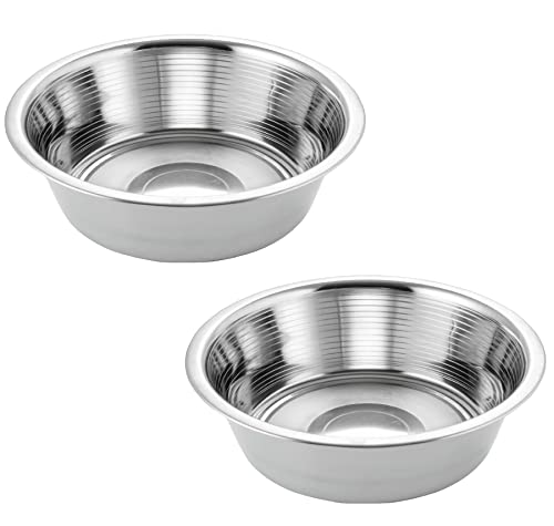 11 Cups Stainless Steel Dog Bowls, 10" Diameter, 3" Height, Double Pack, Dishwasher Safe - color: Double Pack, size: 11 cup (Standard)