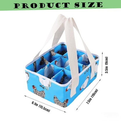 Eggs Collecting Basket, Durable Canvas Egg Basket with Plastic Board, 9-Pouch Chicken Egg Holder Bag for Gathering Fresh Eggs, Egg Gathering Basket and Multipurpose Chicken Holder Bag (Blue) - color: Blue