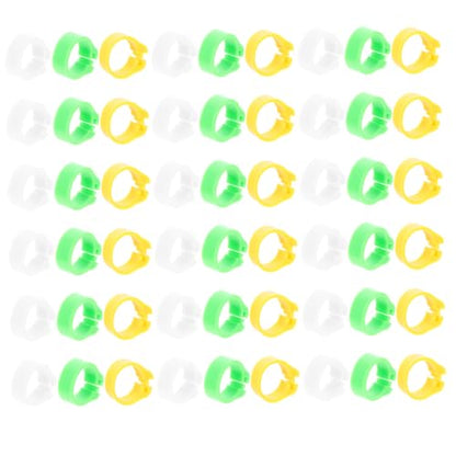 Happyyami 300pcs Leg Bands for Easy Identification for Parrots Pigeons Chickens and Other Poultry Plastic Marking Clips Green White Yellow