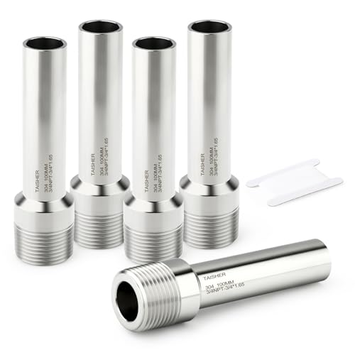 TAISHER 5PCS 304 Stainless Steel Pipe Fittings, 3/4" NPT Male Threaded, 4" Length Weld Nipple Cast Pipe - size: 3/4" NPT x 3/4" OD(4" Length)
