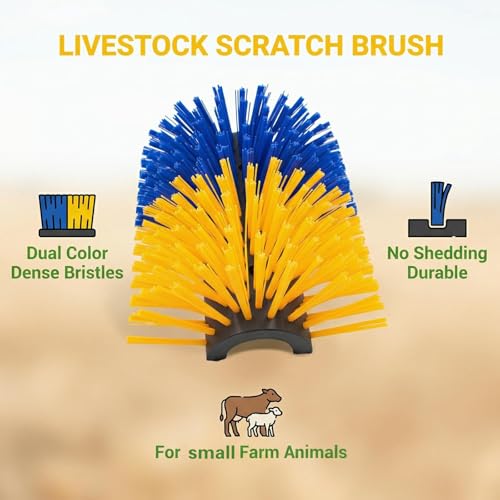 Pig Grooming and Scratch Brush 2-in-1, Pet Toys for Pig Cattle Horse Goat Sheep Stress and Boredom Relief, Livestock Scratching Brush for Installation On Trees, Fences, Wooden Stakes, and Pigsties