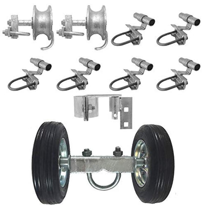 6" CHAIN LINK ROLLING GATE HARDWARE KIT: (Chain Link Fence Gate Parts) (6" Rut Runner, 2 Track Wheels, 6 Track Brackets, 1 Rolo Latch) - size: Post Mount