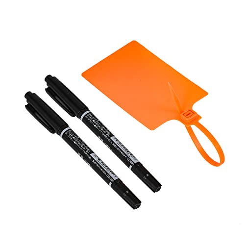 Tenshun 200 Pieces Waterproof Plastic Label Tags for Hanging Storage, Equipment, Seal, Shipping, and Logistics - Includes Four Permanent Marker Pens - color: Orange, size: 200 PCS
