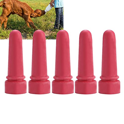 Cow Feeding Nipple, 5pcs Personalized Durable 6.9cm Length Rubber Milk Drink Nipples Animal Feeding Supplies