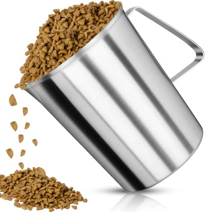 8 Cup Dog Food Scoop 304 Stainless Steel Dog Food Measuring Cups for Cat or Bird Pet Foods, Injection Molded and Dishwasher Safe (8 Cup) - size: 8 Cup