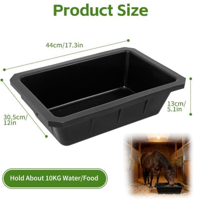 5 PCS Heavy Duty Rubber Feed Pan, 2.5 Gallon Square Feed Bucket | Heavy Duty Horse Water Troughs for Horse, Goat, Pig And Livestock Use Durable Square Design For Farm Feeding Tasks - size: 17.3 × 12 × 5.1in