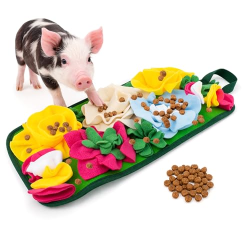 Pig Enrichment Toys, Mini Pig Foraging Mat, Snuffle Pad Bed Interactive Treat Mat Toy for Pet Pig and Farm Use - color: Yellow