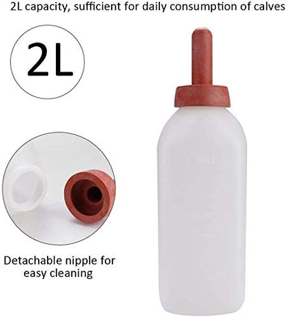 Livestock Milk Feeder Bottle, 2L Nursing Bottle Set for Calf, Sheep, Lamb, Cow