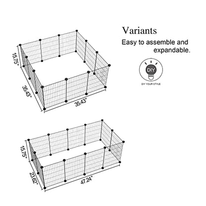 C&AHOME Pet Playpen, Small Animals Supplies, 12 Panels Exercise Playpens Cage, C Grids Portable Yard Fence Indoor, Ideal for Guinea Pigs, Puppy Pet Products, DIY Metal Playpens, 12" × 15" Black - color: Black, style: 12 Panels