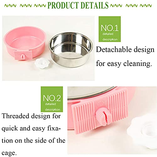 kathson Crate Dog Bowl, Removable Stainless Steel Hanging Pet Cage Bowl Food & Water Feeder Coop Cup for Cat, Puppy, Birds, Rats, Guinea Pigs (3 PCS, Size: M, Blue, Green, Pink) - color: Size: M (Blue, Green, Pink), size: 3 PCS