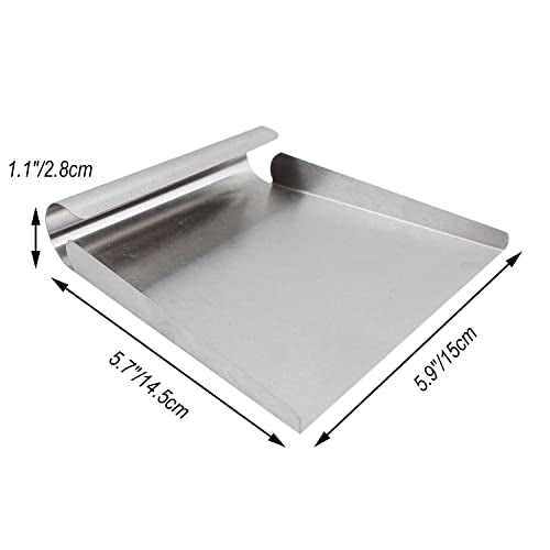 Stainless Steel Scooper for Food, Large One-Piece Cast Square Food Scoop with Sides, 5.9 Inch Metal Ice Scooper, Cutting-board Scraper, Flour Utility Scoop with Multi-Purpose Use, Silver