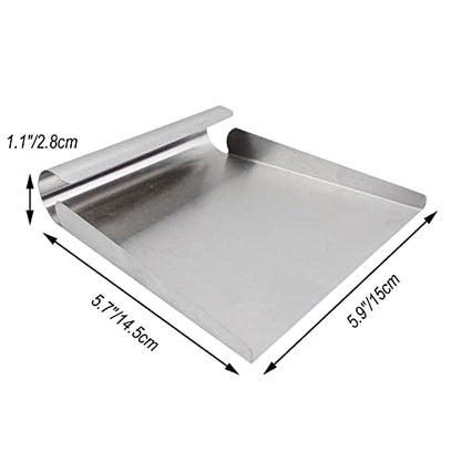 Stainless Steel Scooper for Food, Large One-Piece Cast Square Food Scoop with Sides, 5.9 Inch Metal Ice Scooper, Cutting-board Scraper, Flour Utility Scoop with Multi-Purpose Use, Silver