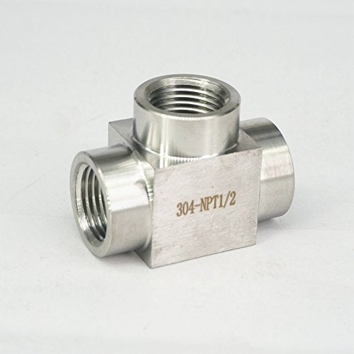 1/2" NPT Female Tee 3 Way Pipe Fitting 304 Stainless Steel Water Gas Oil - style: 1/2" NPT
