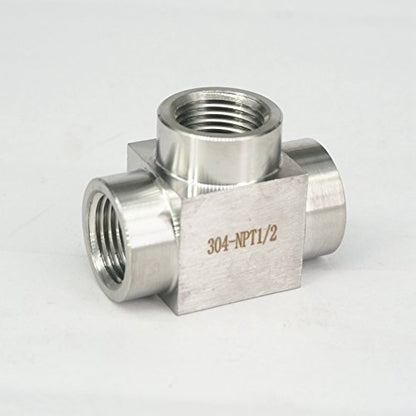 1/2" NPT Female Tee 3 Way Pipe Fitting 304 Stainless Steel Water Gas Oil - style: 1/2" NPT