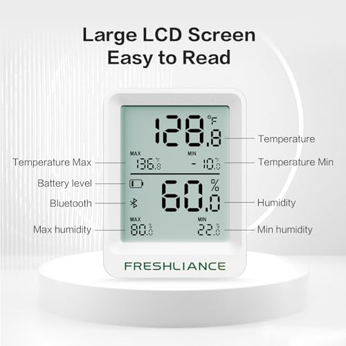 Freshliance Bluetooth Temperature Humidity Data Logger Recorder, Refrigerator Freezer Thermometer Hygrometer, Digital Remotely Temperature Humidity Monitor with APP Data Analysis, 2packs - size: 2 PACK