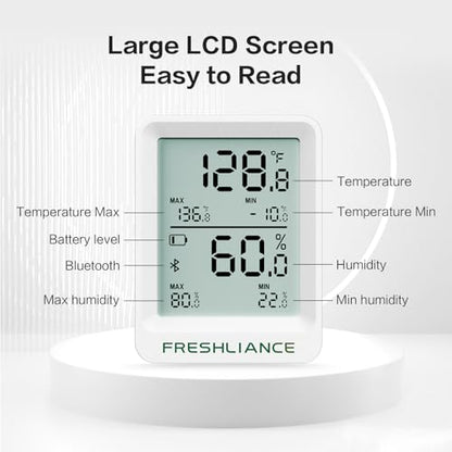 Freshliance Bluetooth Temperature Humidity Data Logger Recorder, Refrigerator Freezer Thermometer Hygrometer, Digital Remotely Temperature Humidity Monitor with APP Data Analysis, 2packs - size: 2 PACK