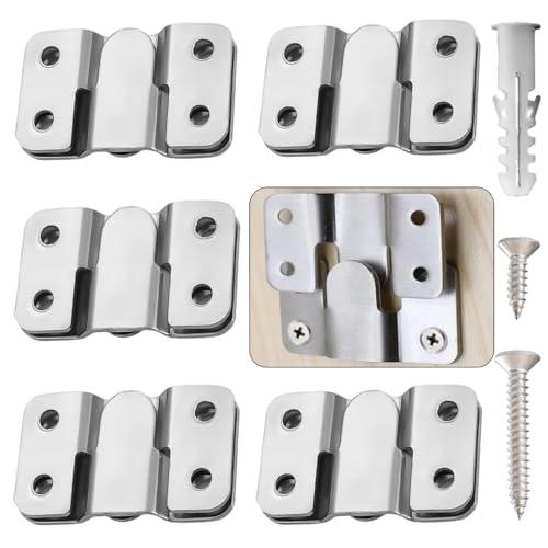 French Cleat Hanger Kit- 6 Sets Picture Hanging Jig with Screws,Bird House Bird Feeder Hanger For Outside,Art Gallery Wall Flush Mount Heavy Duty Picture Hanging Hanger ,Stainless Steel Shelf Brackets - color: Silver
