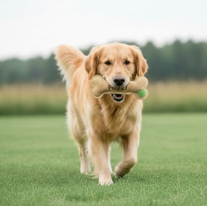 Fuzzl Large Leather Bone Dog Toy Natural and Tough Dog Toys - Long Lasting Chew Toys for Aggressive Chewers - Strong Dog Toy for Dogs and Puppy - style: Bone