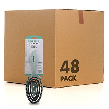 BioSilk for Dogs Eco-Friendly Boar Hair Bristle Brush in Mint Green | Easy to Hold Ergonomic Handle Dog Brush for Shedding | Best Pet Brush for Dog Grooming - 48 Pack - size: 48 Count
