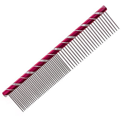 MEKBOK Dog Comb Grooms Cats As Well - for Medium to Thick Coats - 8 Inch Length - Rounded Spine - Grooming Tool for Mats and Shedding (Red) - color: Red