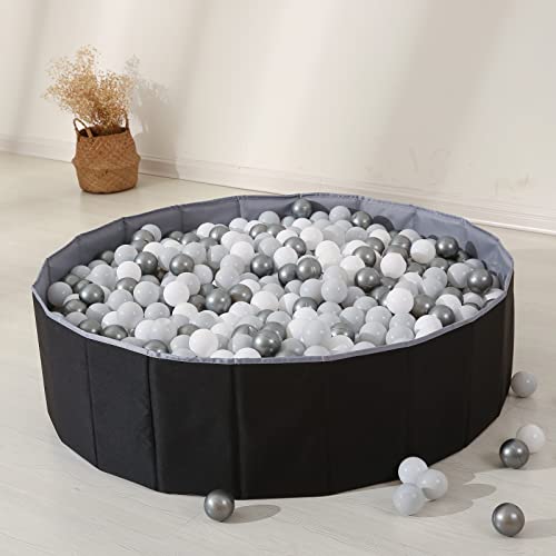 Ball Pit for Toddlers Babies Dogs Cats Iinfant Children, Foldable Ball Pits Play Tent, Crawl Playpen Ball Pool with Storage Bag, Surprise for Boys Girls Festival (Balls Not Included), Black - color: Black