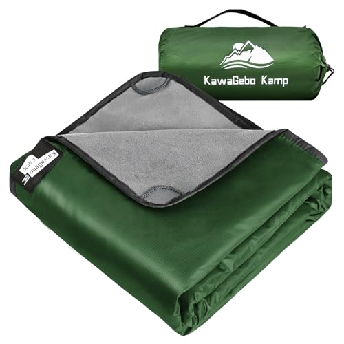 Fleece Waterproof Outdoor Blanket - Windproof Stadium Blanket for Camping, Picnics, and Sports Stay Dry and Comfortable 80"x 58"(Green) - color: Green