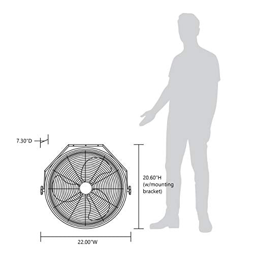NewAir 20" High Velocity Wall Mount Fan, Heavy Duty Waterproof Outdoor Fan, Adjustable Tilt and 3 Speeds up to 4650 CFM, Pull Chain Switch | Wall Fan or Garage Fan for Indoor, Patio, Gym or Porch