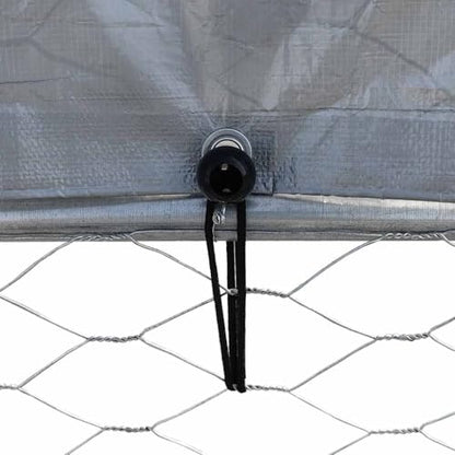 Galvanized Steel Chicken Coop with Lockable Door 112.2"x76.8"x90.6" Silver Outdoor Animal Cage for Rabbits Ducks Hens Small Pets Water-Resistant Roof - size: 112.2" x 76.8" x 90.6" (L x W x H)