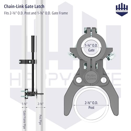Pool Gate Latch, Auto Pool Gate Safety Latch for Chain Link Fence, Push Style Pool Gate Lock Chain Link Fence Gate Latch for Metal Gates, Outdoor Pool Safety (1-3/8"x2-3/8") - size: 1-3/8"x2-3/8"