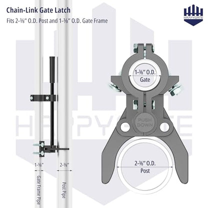 Pool Gate Latch, Auto Pool Gate Safety Latch for Chain Link Fence, Push Style Pool Gate Lock Chain Link Fence Gate Latch for Metal Gates, Outdoor Pool Safety (1-3/8"x2-3/8") - size: 1-3/8"x2-3/8"