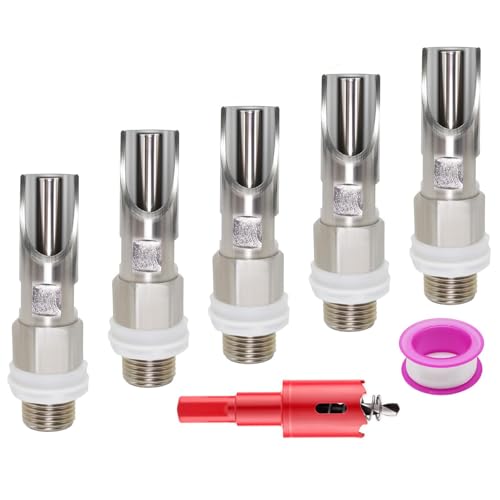 Automatic Pig Waterer Nipple System Stainless Steel for Barrel Kit Complete Set with Hog Water Nipples and Brass Tank Connectors for Sows Piglets Goats Stainless Steel 5pcs - color: Stainless steel, size: 5pcs