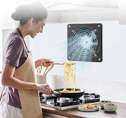 8 Inch Exhaust Fan Metal Ventilation Fan With Switch Window And Wall Mounted Extractor Warehouse Fan With Check Valve For Kitchen, Attic, Garage(Black) - style: 8 inch with switch (Black)
