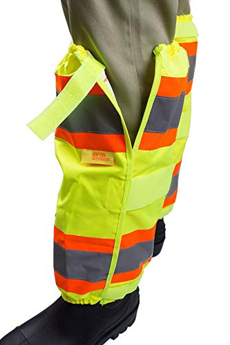 RK-GAITERS Hi-Viz Contrasting Trim Leg Gaiters, Polyester oxford w/PU coating (Lime, 1-Pair)