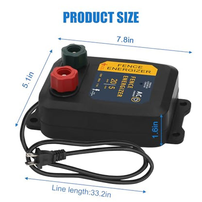 Electric Fence Charger, 5 Mile Plug in Electric Fence Energizer, for Preventing to Prevent Bears, Raccoons, Skunks Intruding - color: BLACK, size: 5 MILE