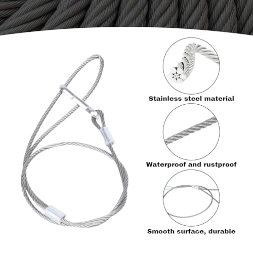 WellMade 2 Pack Stainless Steel Gate Lock Cable, Heavy Duty Rust-Proof Fence Opener Cable for Wooden & Vinyl Gates, Easy Open Gate Latch String Replacement