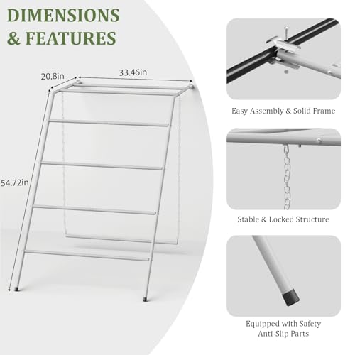 Chicken Perch for Coop 4 Step Chicken Roosting Bars with Swings, Metal Poultry Roost Ladder for Hens, Chickens & Poultry, Gray