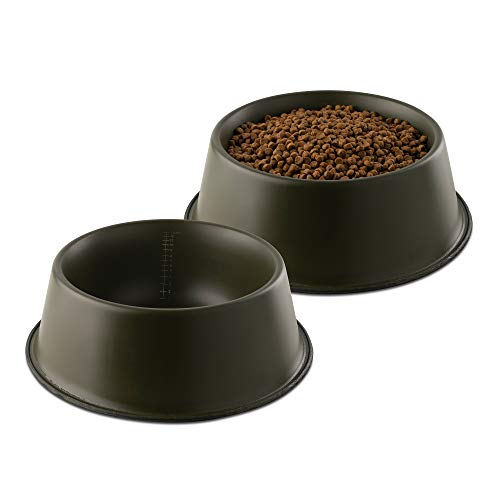 Flourish Stainless-Steel Dog Bowls | Extra Thick, Durable Pet Bowl | Non-Slip Silicone, Easy to Measure, Pet Bowls for Kibble & Water | for All Kind of Dogs & Cats (Army Green-112 Ounces) 2PK Large - color: Army Green, size: Large 2 Pack (112 oz)