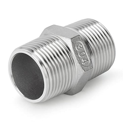 TAISHER 2PCS Cast 304 Stainless Steel Hex Nipple, Pipe Fitting 1-1/4 Inch Male Pipe x 1-1/4 Inch Male Pipe - size: 1-1/4" NPT