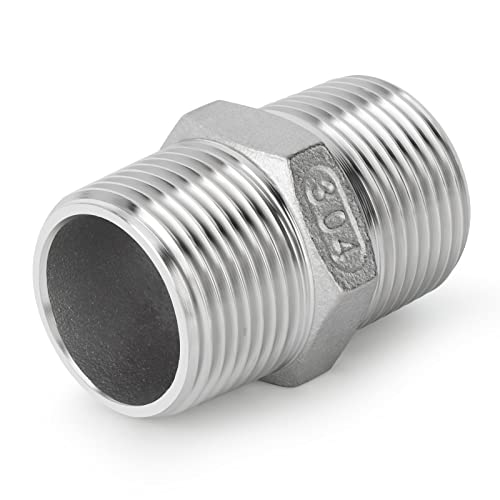 TAISHER 5PCS Cast 304 Stainless Steel Hex Nipple, Pipe Fitting 3/4-Inch Male Pipe x 3/4-Inch Male Pipe - size: 3/4" NPT