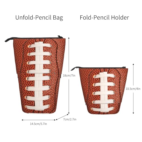 Football Kids Standing Pencil Case Girls Boys Telescopic Stationary Pouch with Zipper Large Capacity Stand up Pen Bag Portable Makeup Holder for Children School Students Office Supplies - color: Football
