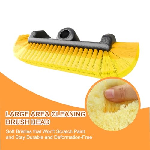 SISUPASSIE Car Wash Brush, 12FT Telescopic Car Wash Brush with Long Handle, 12-Inch Soft Bristle Car Cleaning Brush for Cleaning Car, RV, Truck, Boat, Solar Panels - size: 12FT