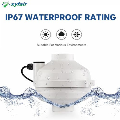 PF-100 | Radon Mitigation Fan 4" 190CFM | Waterproof Duct Fan (Indoor/Outdoor)