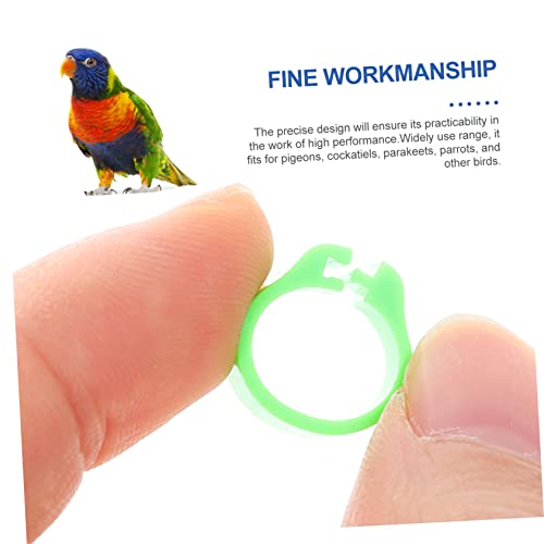 Happyyami 300pcs Leg Bands for Easy Identification for Parrots Pigeons Chickens and Other Poultry Plastic Marking Clips Green White Yellow